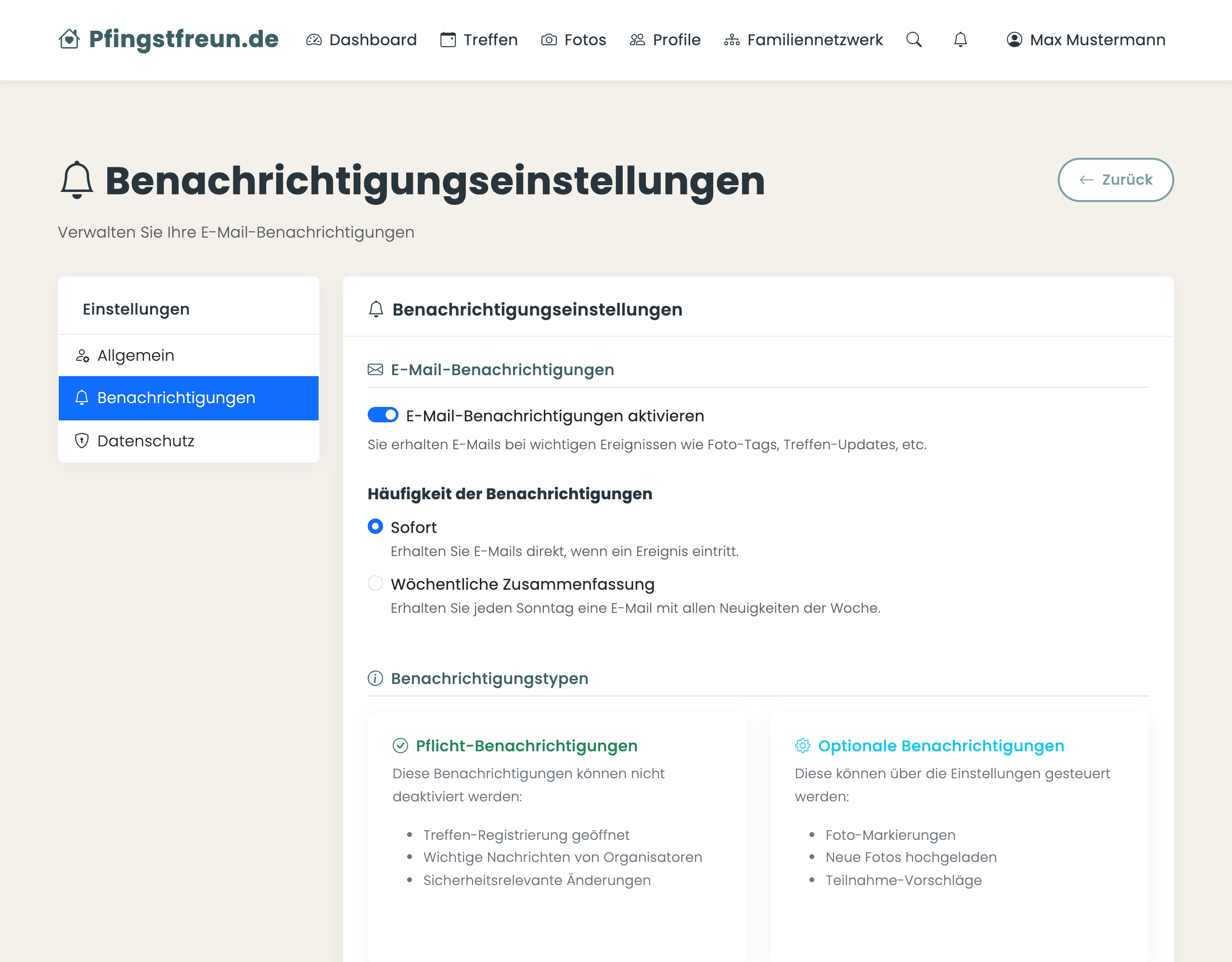 Benachrichtigungseinstellungen